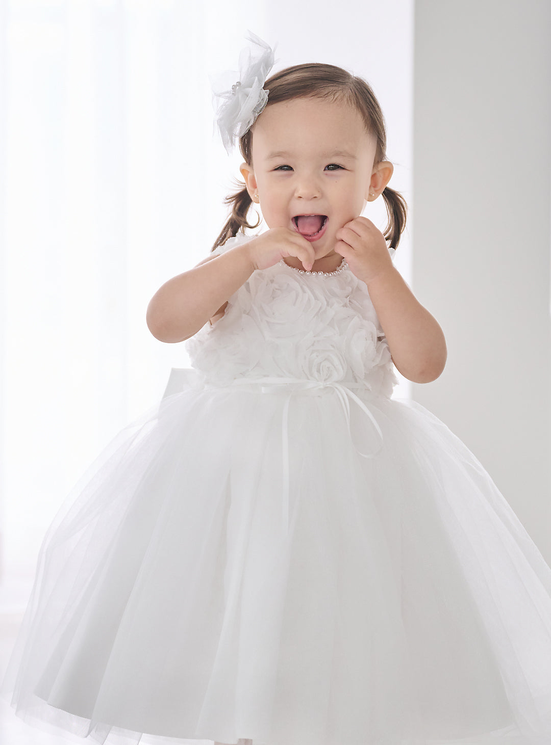 子供ドレス発表会・結婚式・おしゃれなDRESCCOのD-SU-33-3ベビー・ホワイトローズモチーフドレスの画像11
