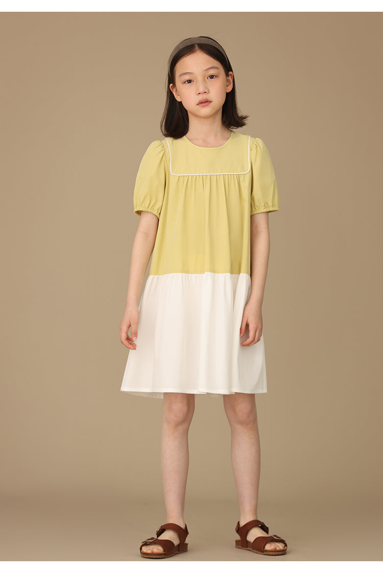 K5039 - Yellow and white cotton dress