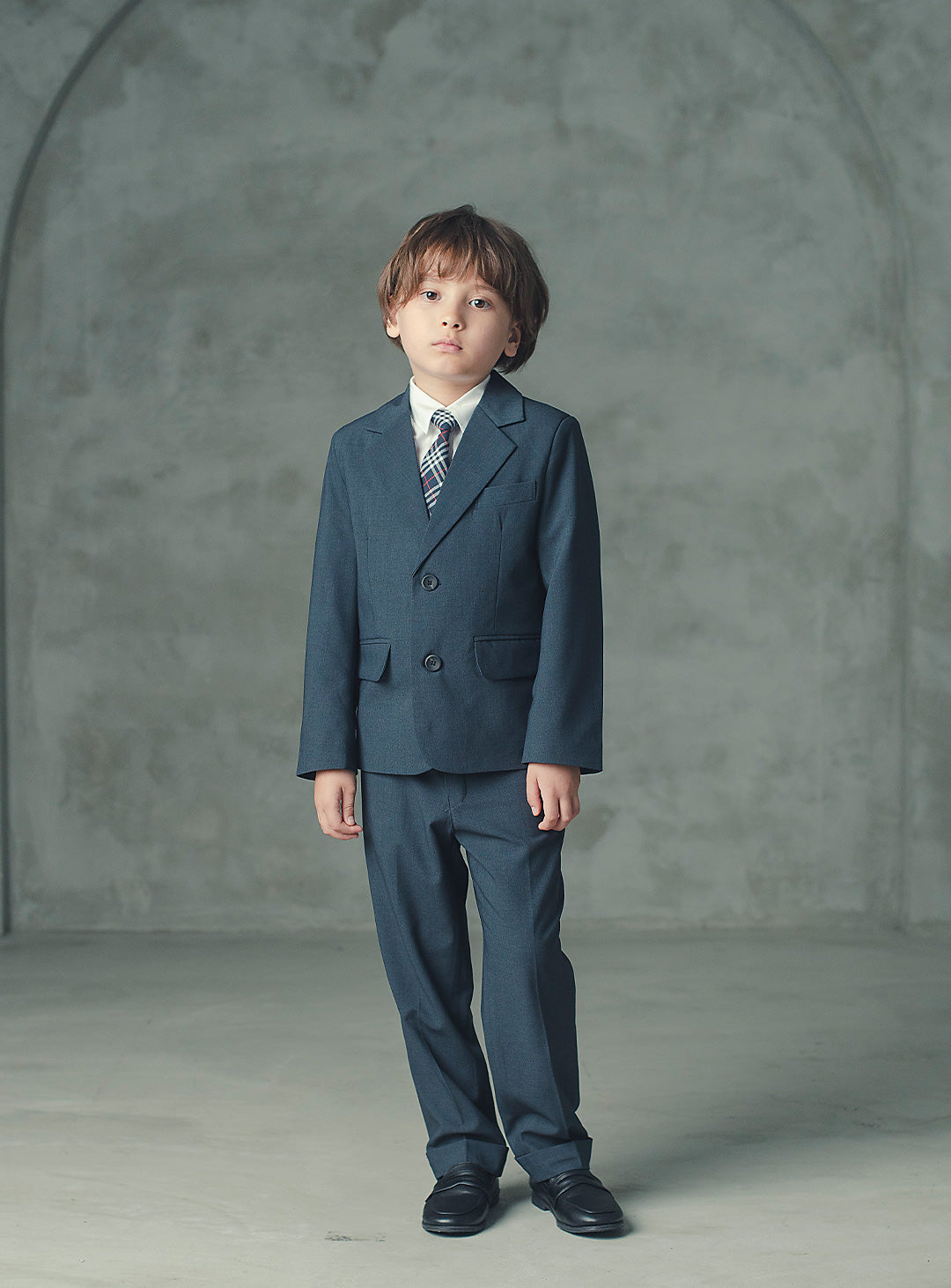 アレックスチャコールウール混スーツセット(ジャケット、長ズボン)