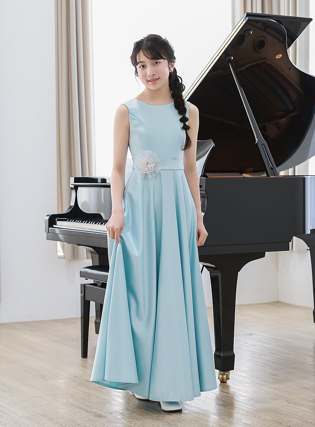 子供ドレス | ジュニアドレスならセレニティブルーサテンロングドレス