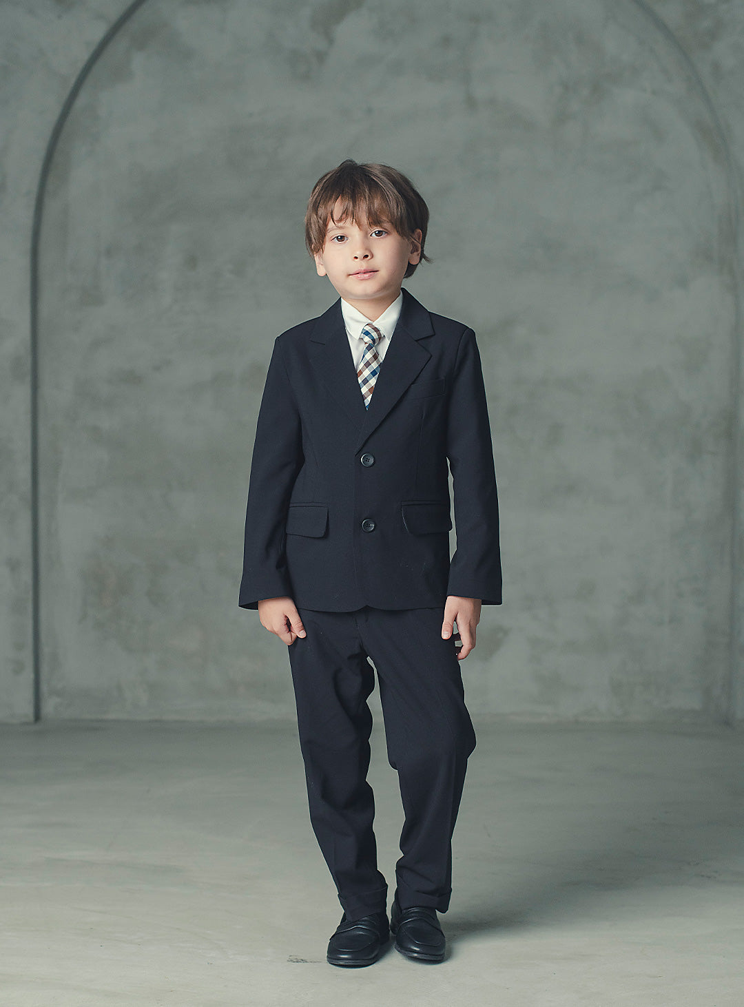 ルカブラックウール混スーツセット(ジャケット、長ズボン)