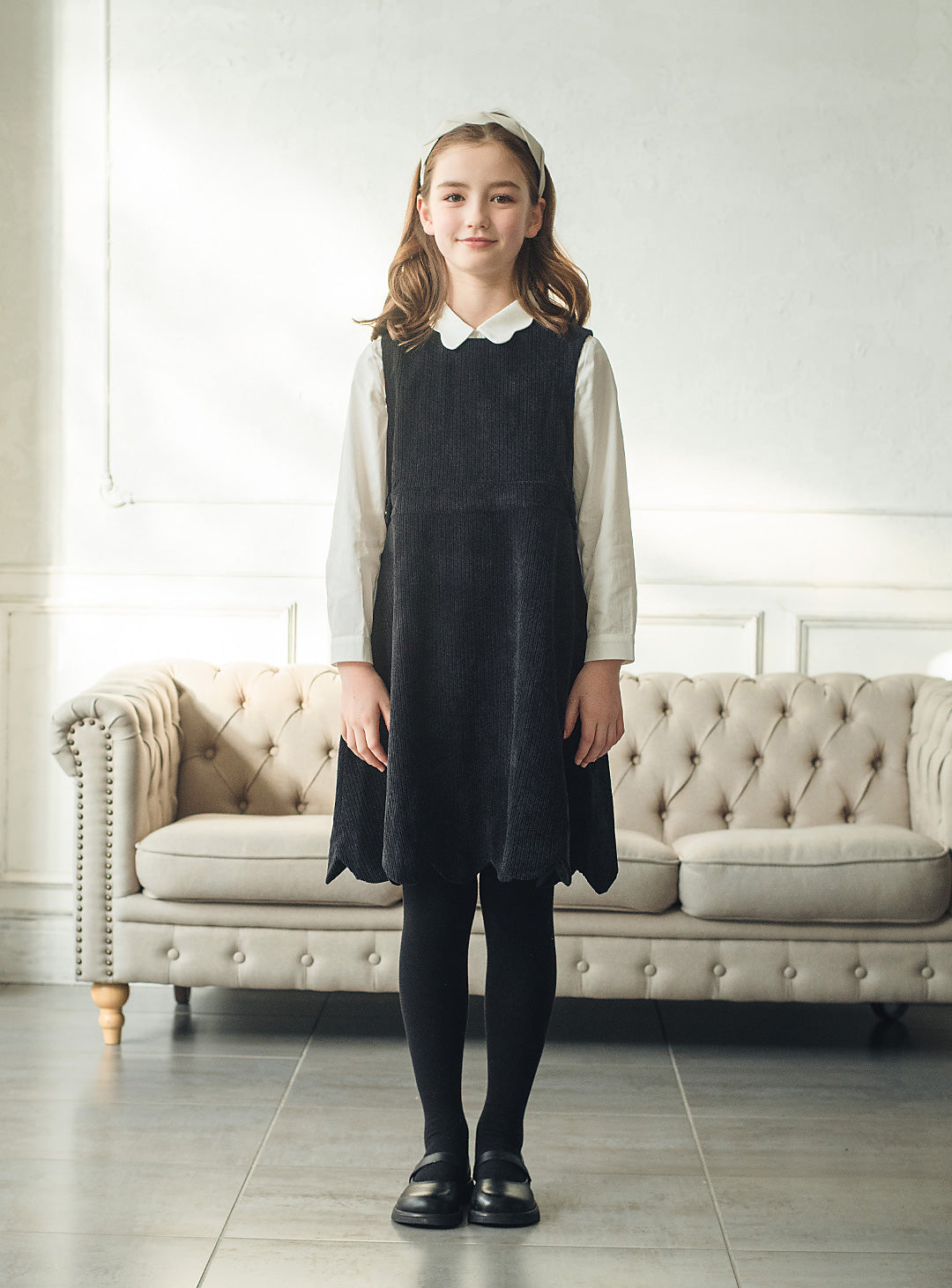 コーデュロイブラックワンピース