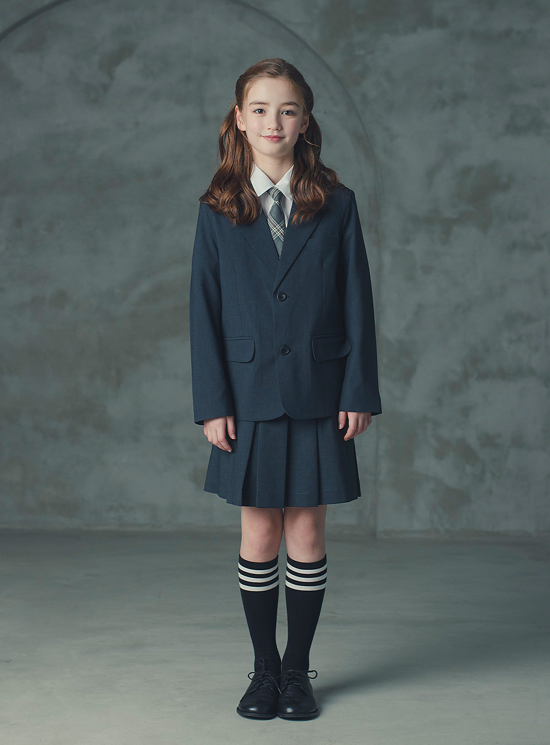 アメリアチャコールウール混ジャケットプリーツスカート2ピースセット(ジャケット、スカート)