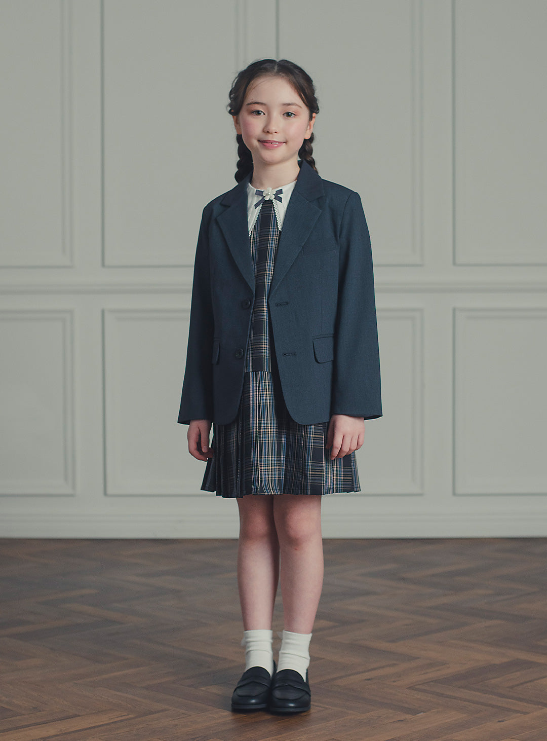 アメリアチャコールウール混ジャケット+ワンピースセット