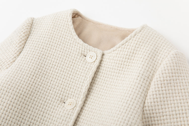 子どもおしゃれ着・スマートカジュアル COCO MODERNのK419 - ジュニア向けラウンドネックアイボリーウールジャケットの画像19