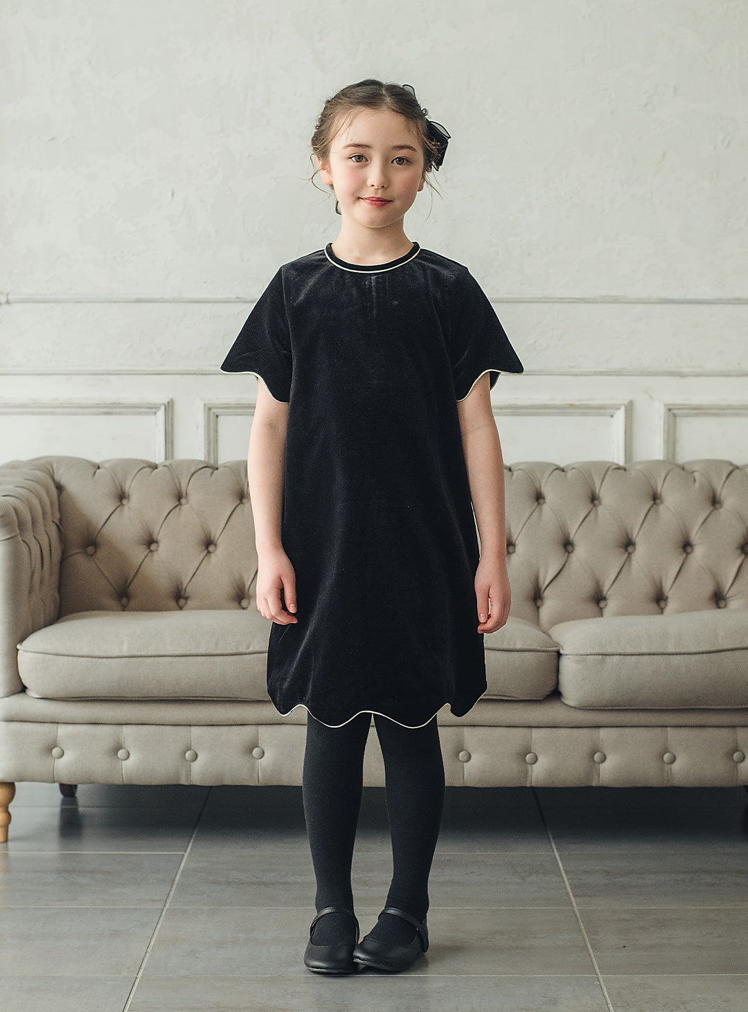 ベルベットフローラルシルエットワンピース