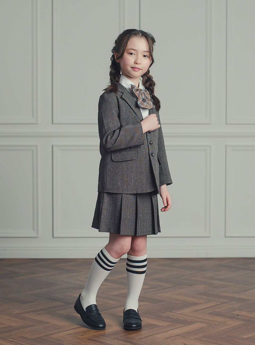 バードブラウンスカートスーツ2ピースセット(ジャケット、スカート)