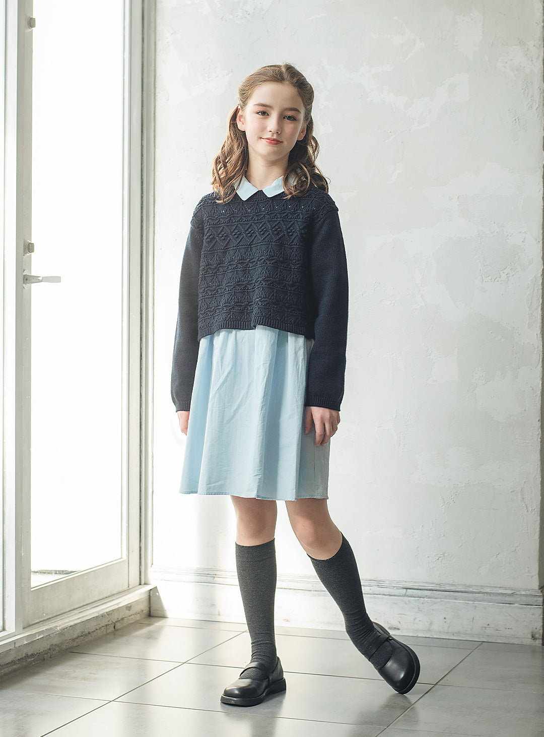 ニット×コットンワンピースセットアップ