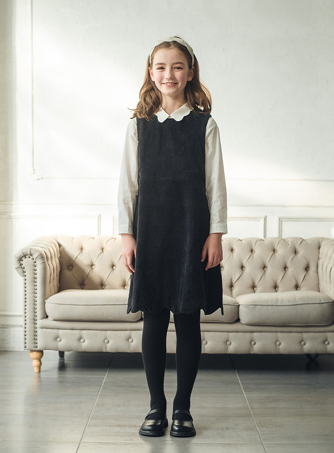 コーデュロイブラックワンピース