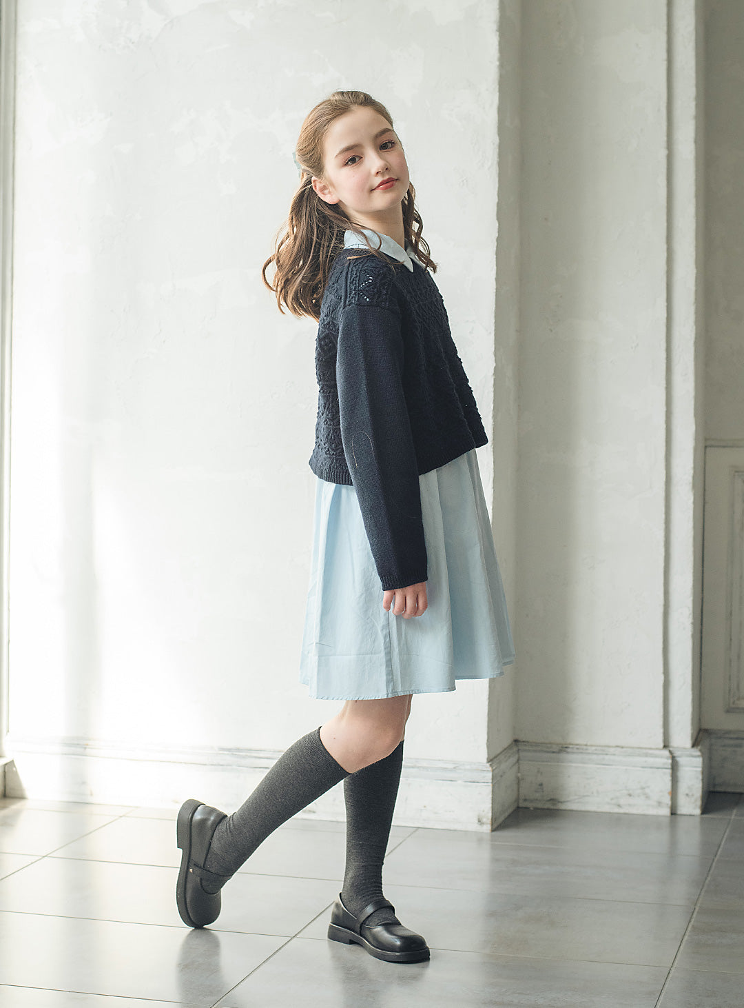 ニット×コットンワンピースセットアップ