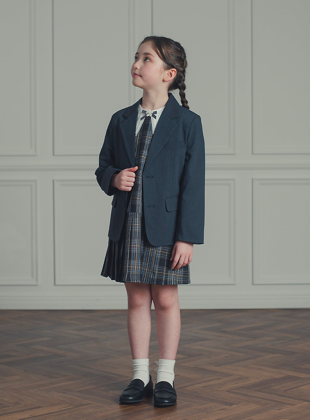 アメリアチャコールウール混ジャケット+ワンピースセット