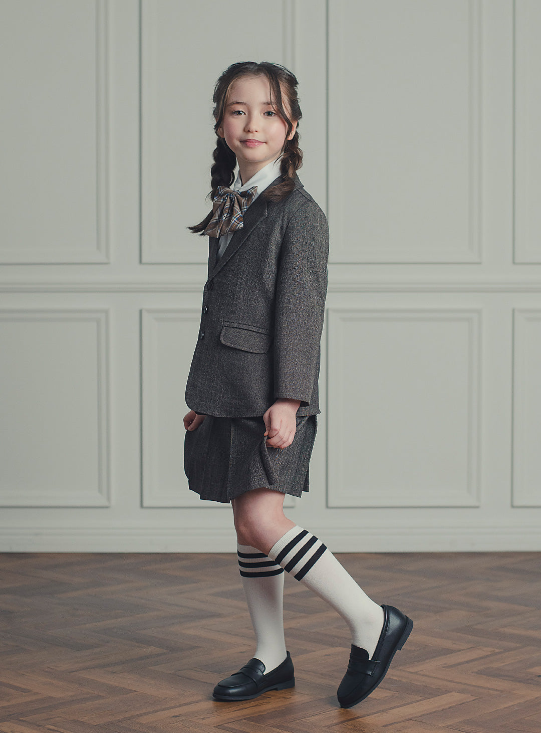 バードブラウンスカートスーツ2ピースセット(ジャケット、スカート)