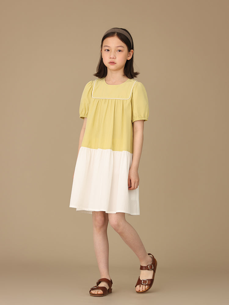K5039 - Yellow and white cotton dress