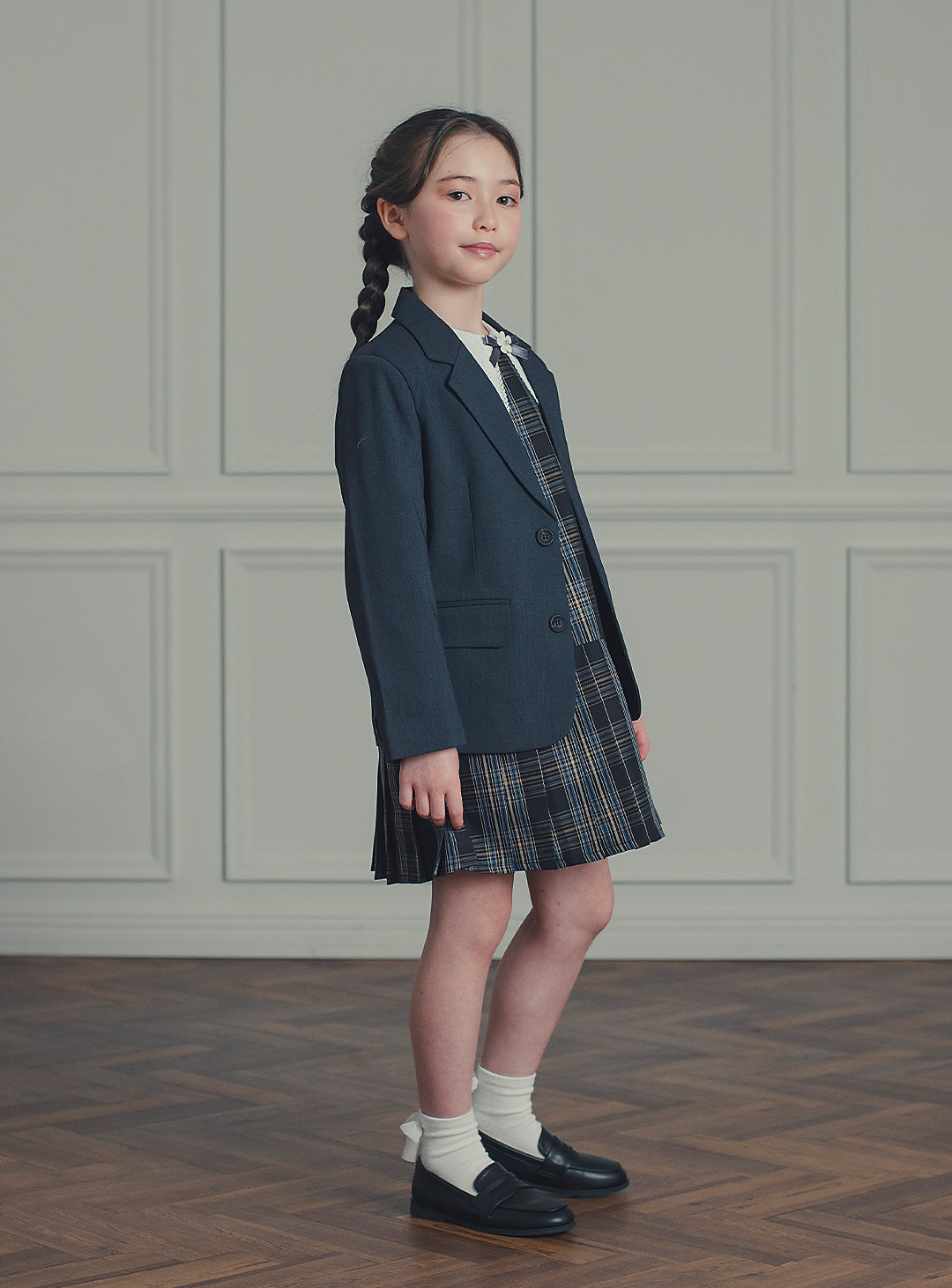 アメリアチャコールウール混ジャケット+ワンピースセット