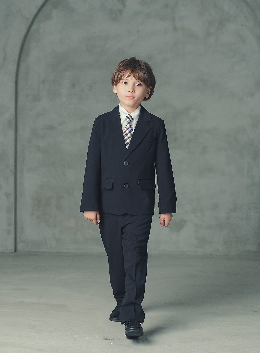 ルカブラックウール混スーツセット(ジャケット、長ズボン)