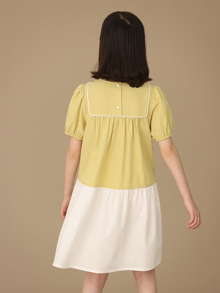 K5039 - Yellow and white cotton dress
