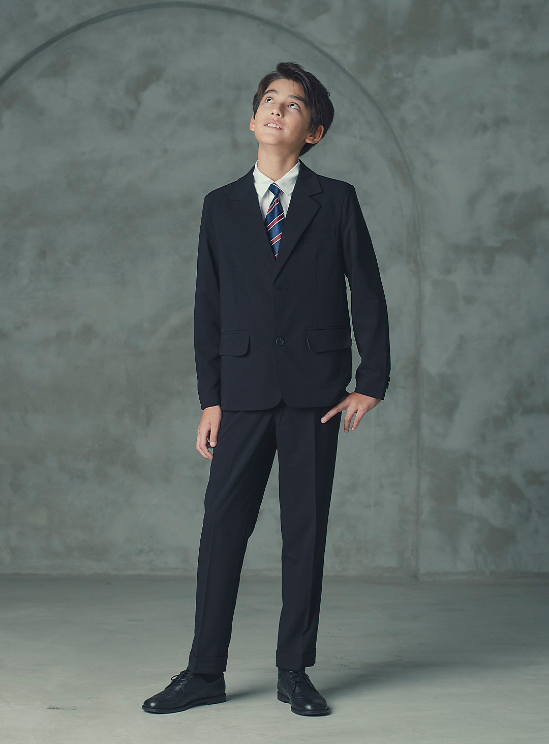 ルカブラックウール混シングルブレストスーツセット(ジャケット、長ズボン)