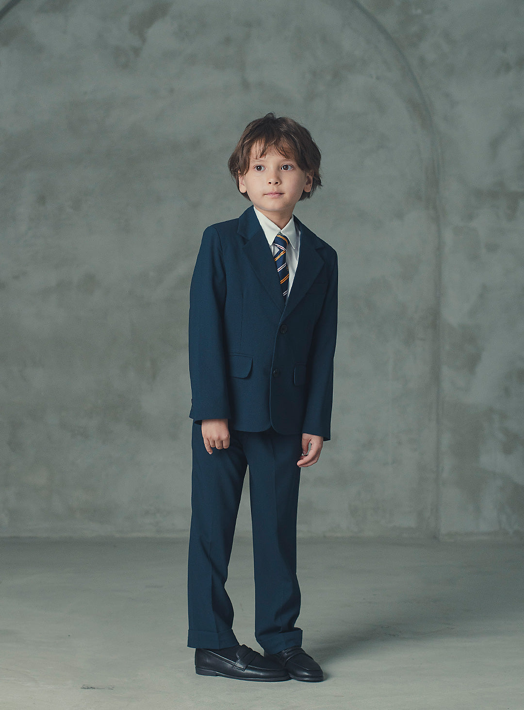 エドワードネイビーウール混スーツセット(ジャケット、長ズボン)