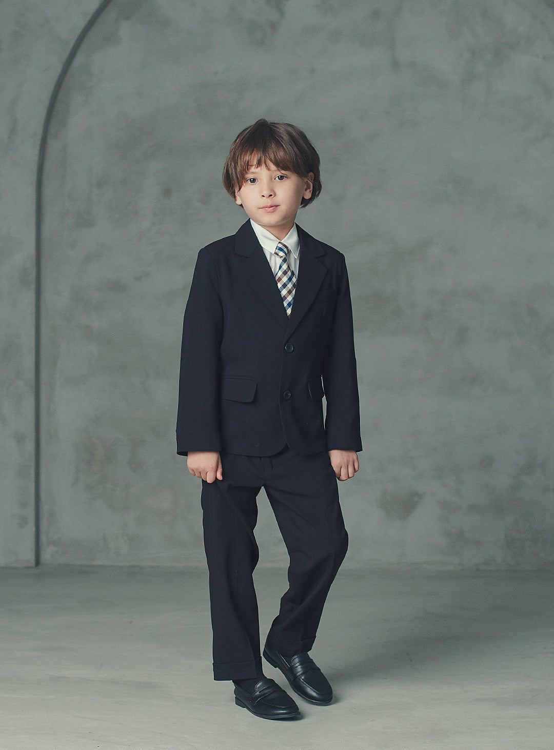 ルカブラックウール混スーツセット(ジャケット、長ズボン)