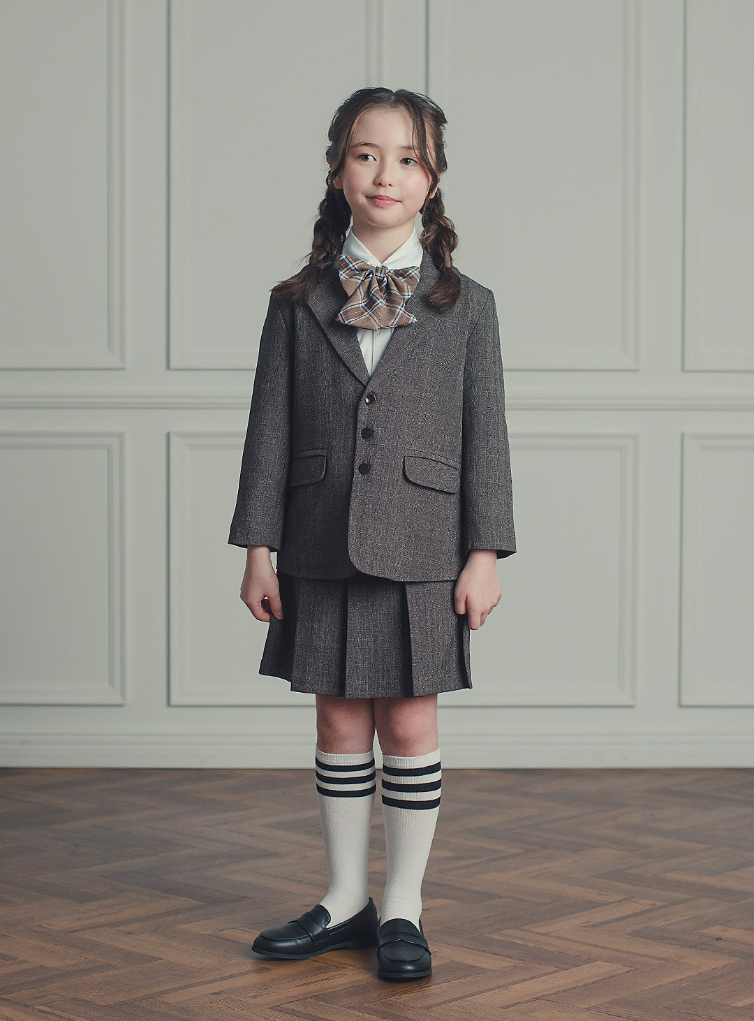 バードブラウンスカートスーツ2ピースセット(ジャケット、スカート)