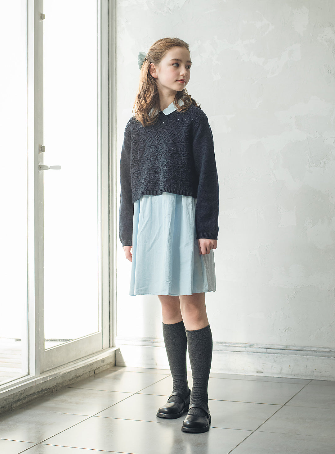 ニット×コットンワンピースセットアップ