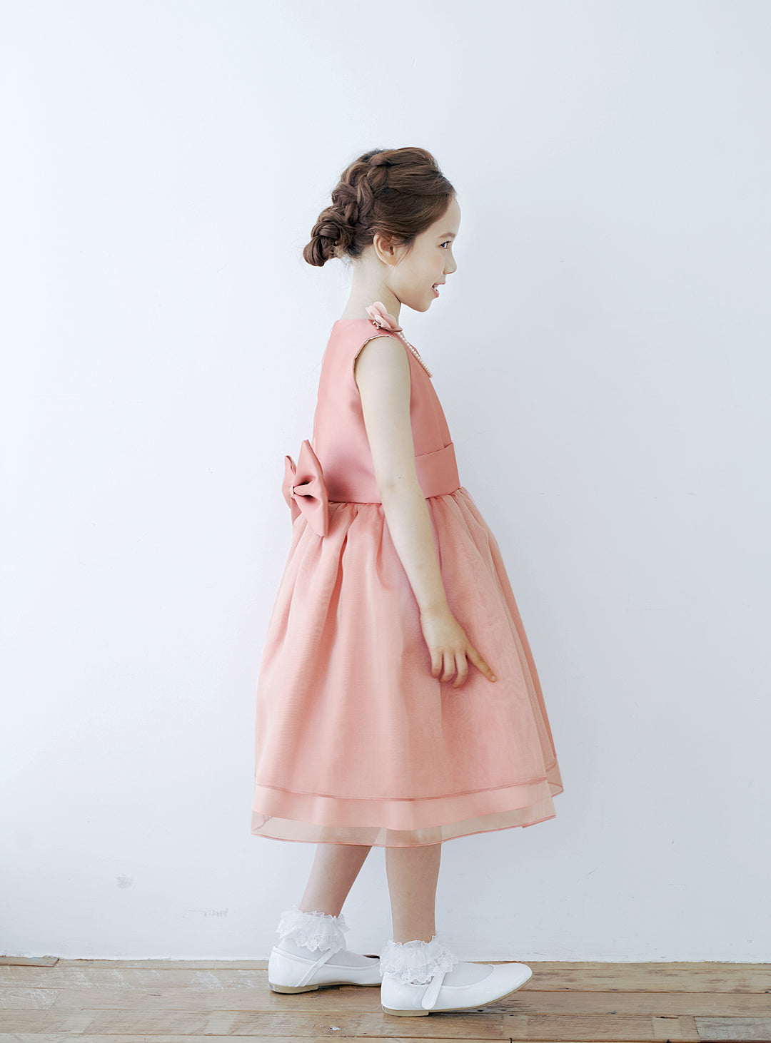 子供ドレス発表会・結婚式・おしゃれなDRESCCOのD-SU-154-オールドローズオーガンジードレスの画像5