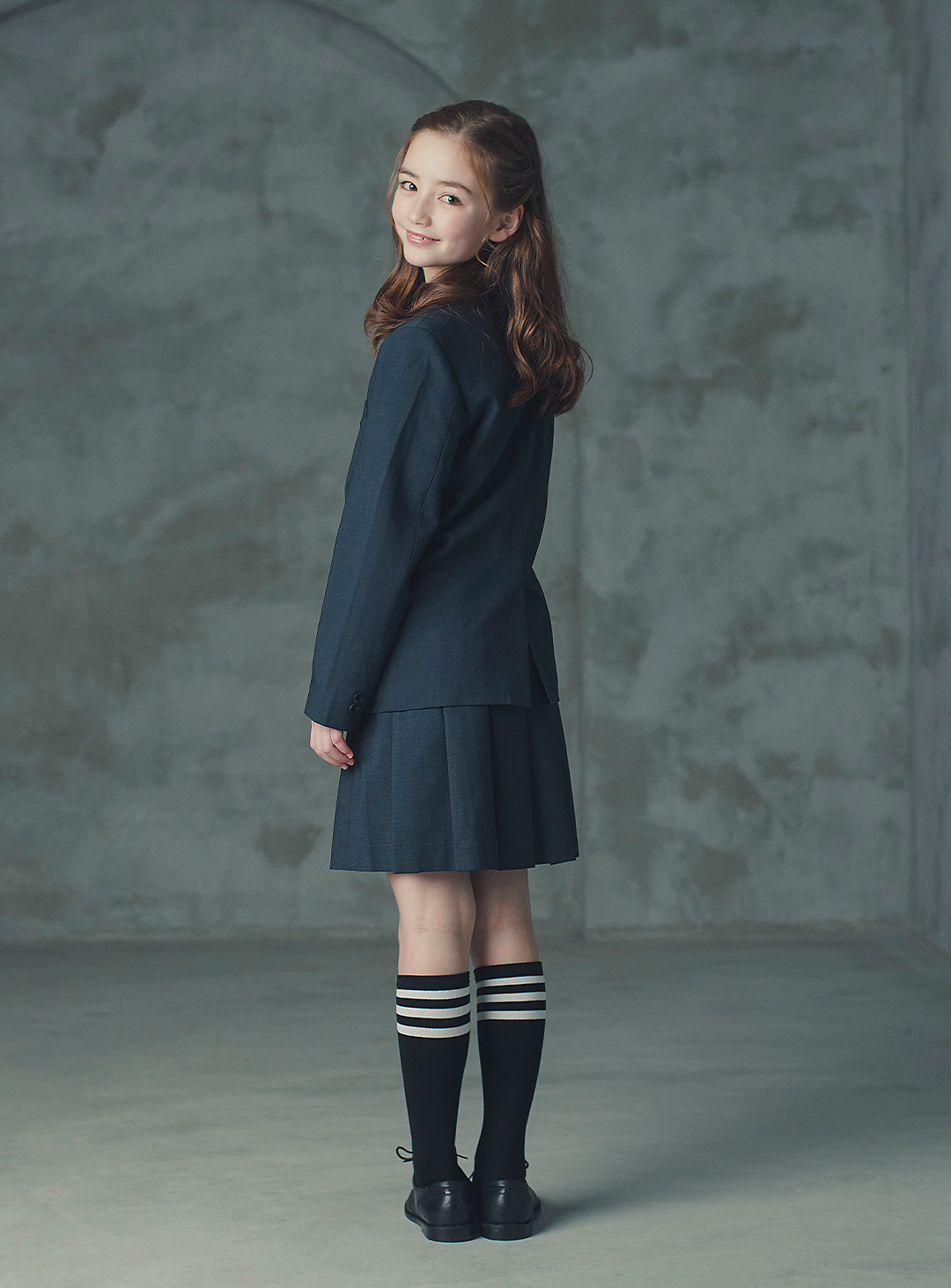 アメリアチャコールウール混ジャケットプリーツスカート2ピースセット(ジャケット、スカート)