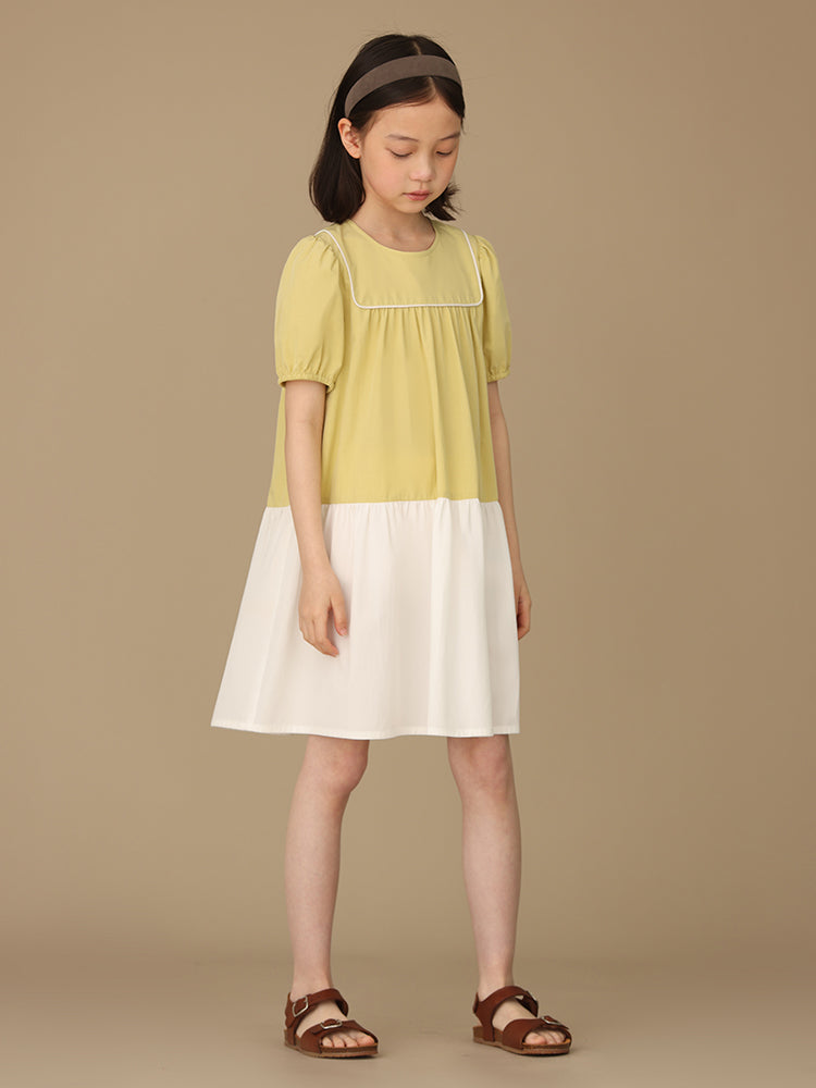 K5039 - Yellow and white cotton dress