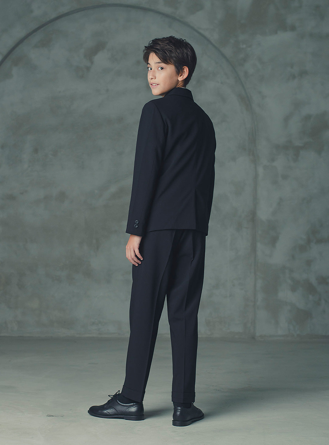 ルカブラックウール混シングルブレストスーツセット(ジャケット、長ズボン)