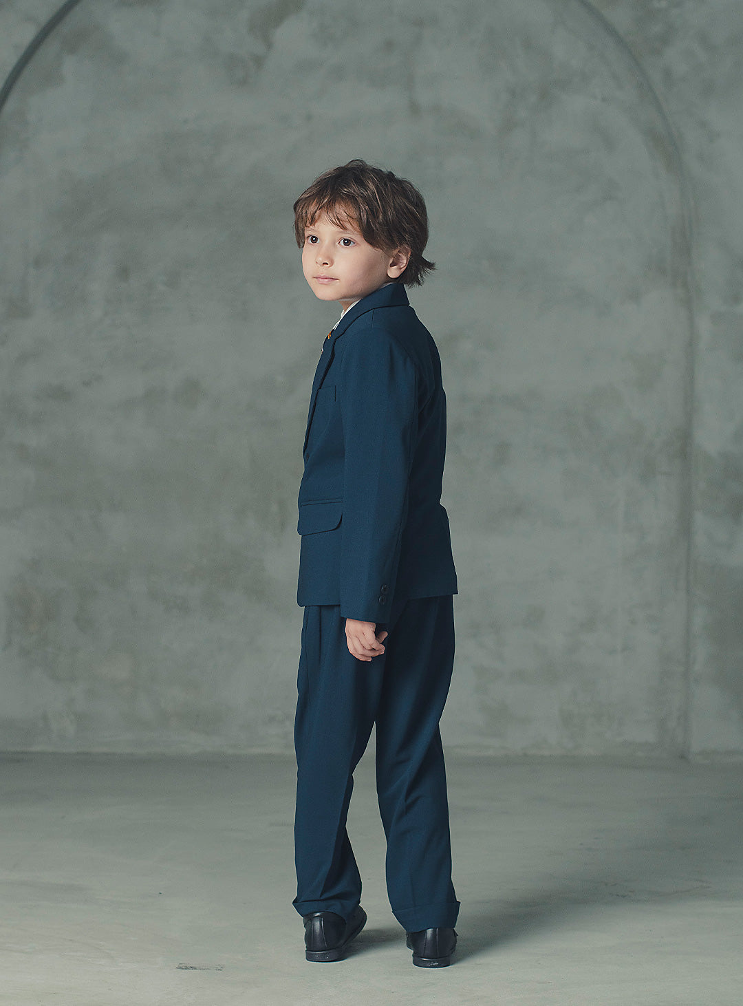 エドワードネイビーウール混スーツセット(ジャケット、長ズボン)