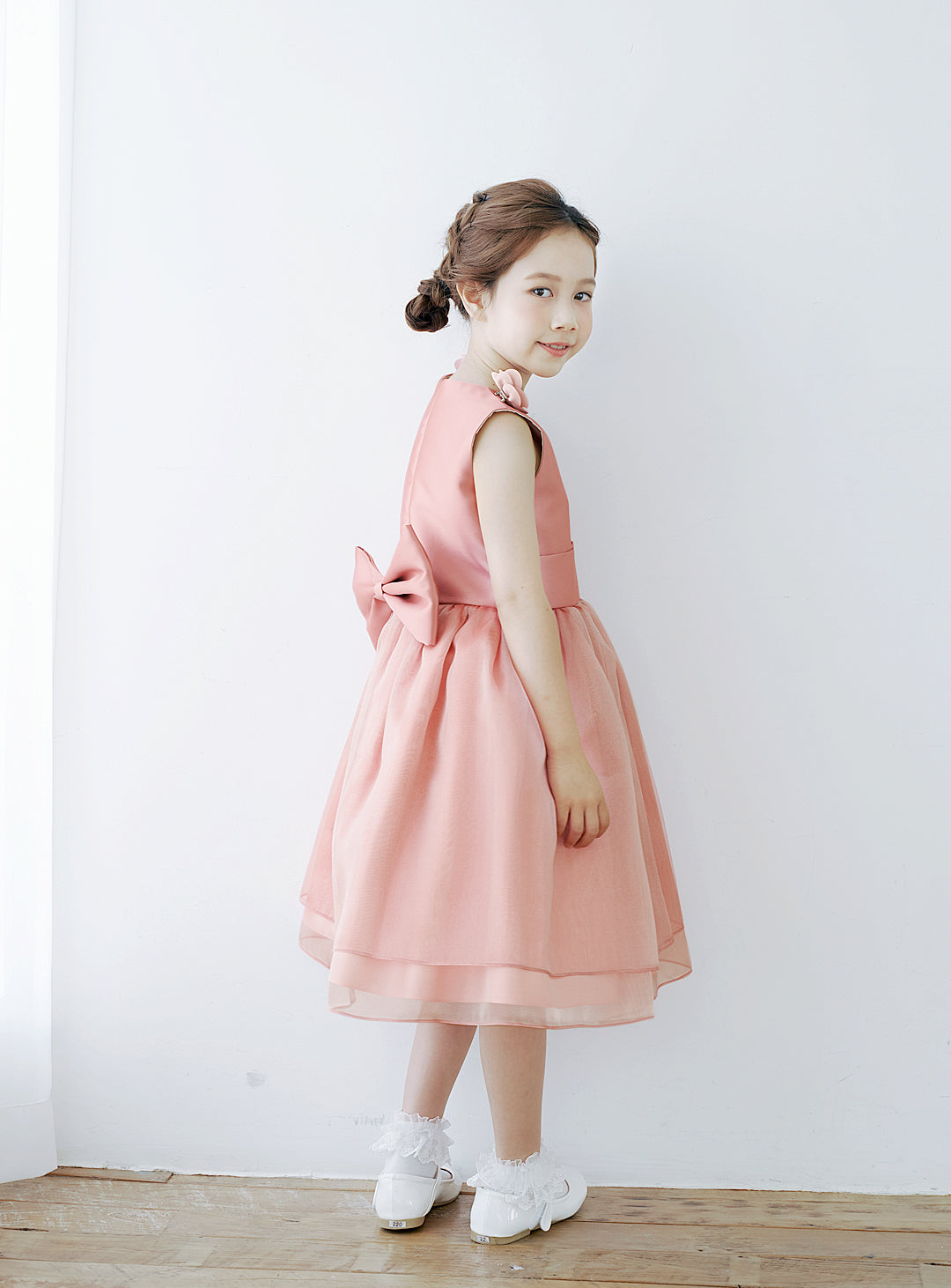 子供ドレス発表会・結婚式・おしゃれなDRESCCOのD-SU-154-オールドローズオーガンジードレスの画像6