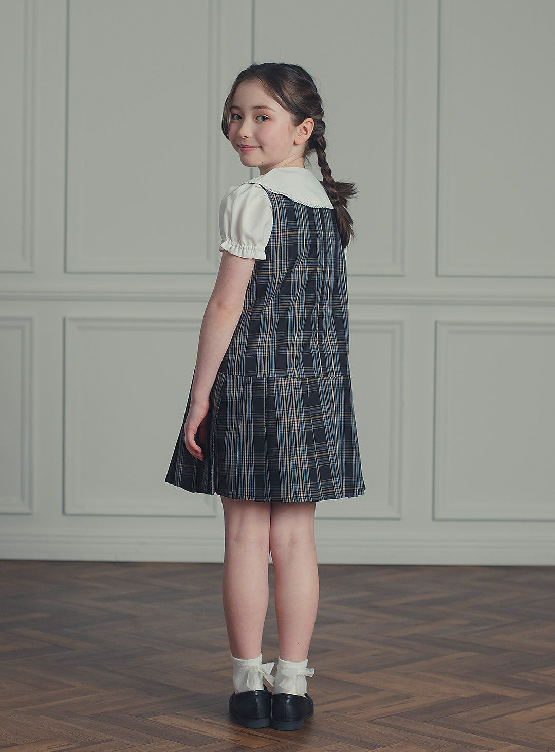 リディアネイビーチェックジャンパースカート