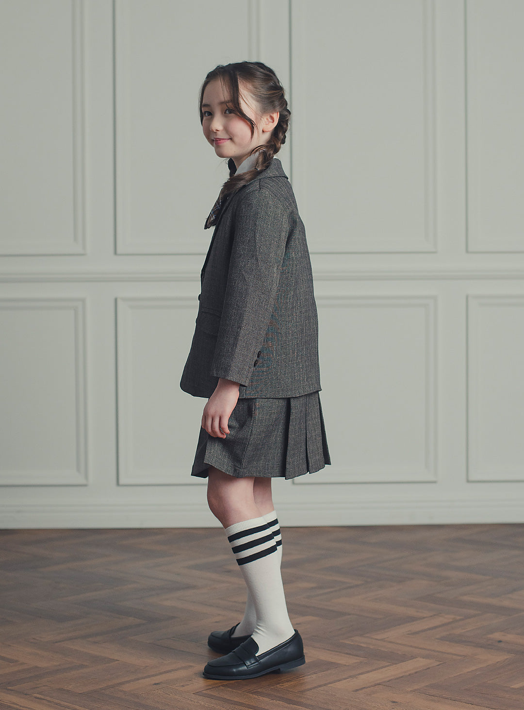 バードブラウンスカートスーツ2ピースセット(ジャケット、スカート)