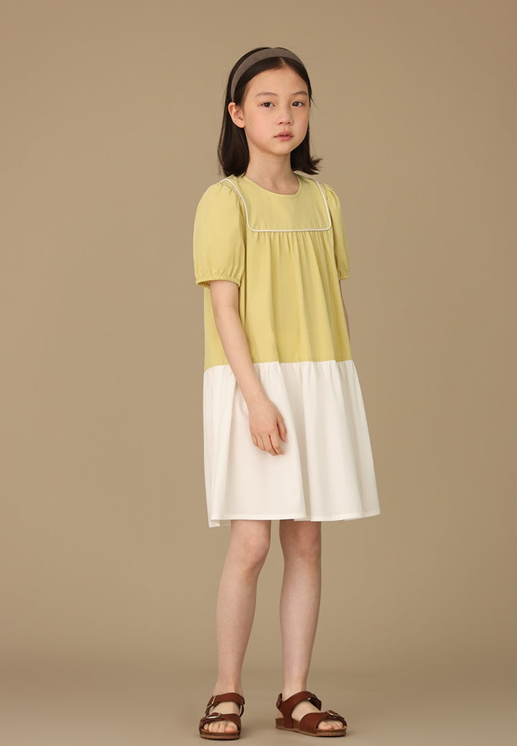 K5039 - Yellow and white cotton dress