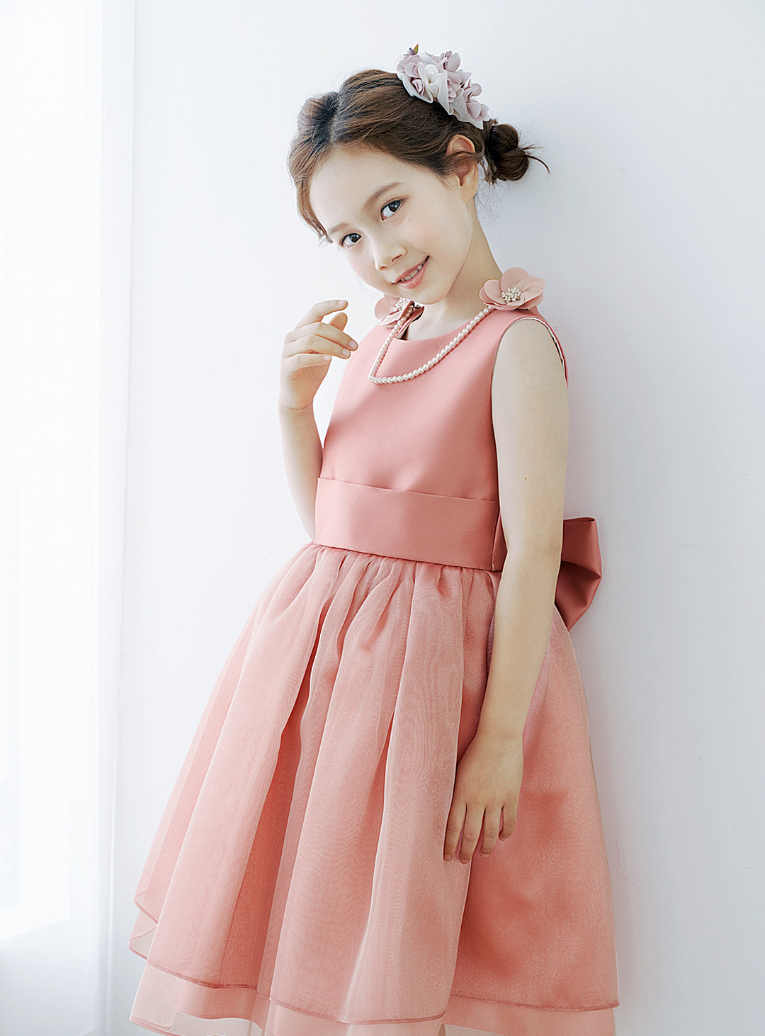 子供ドレス発表会・結婚式・おしゃれなDRESCCOのD-SU-154-オールドローズオーガンジードレスの画像7