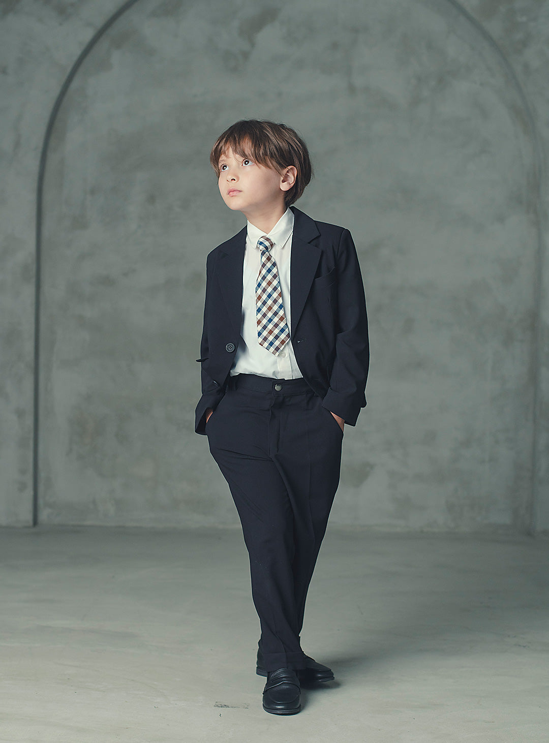 ルカブラックウール混スーツセット(ジャケット、長ズボン)