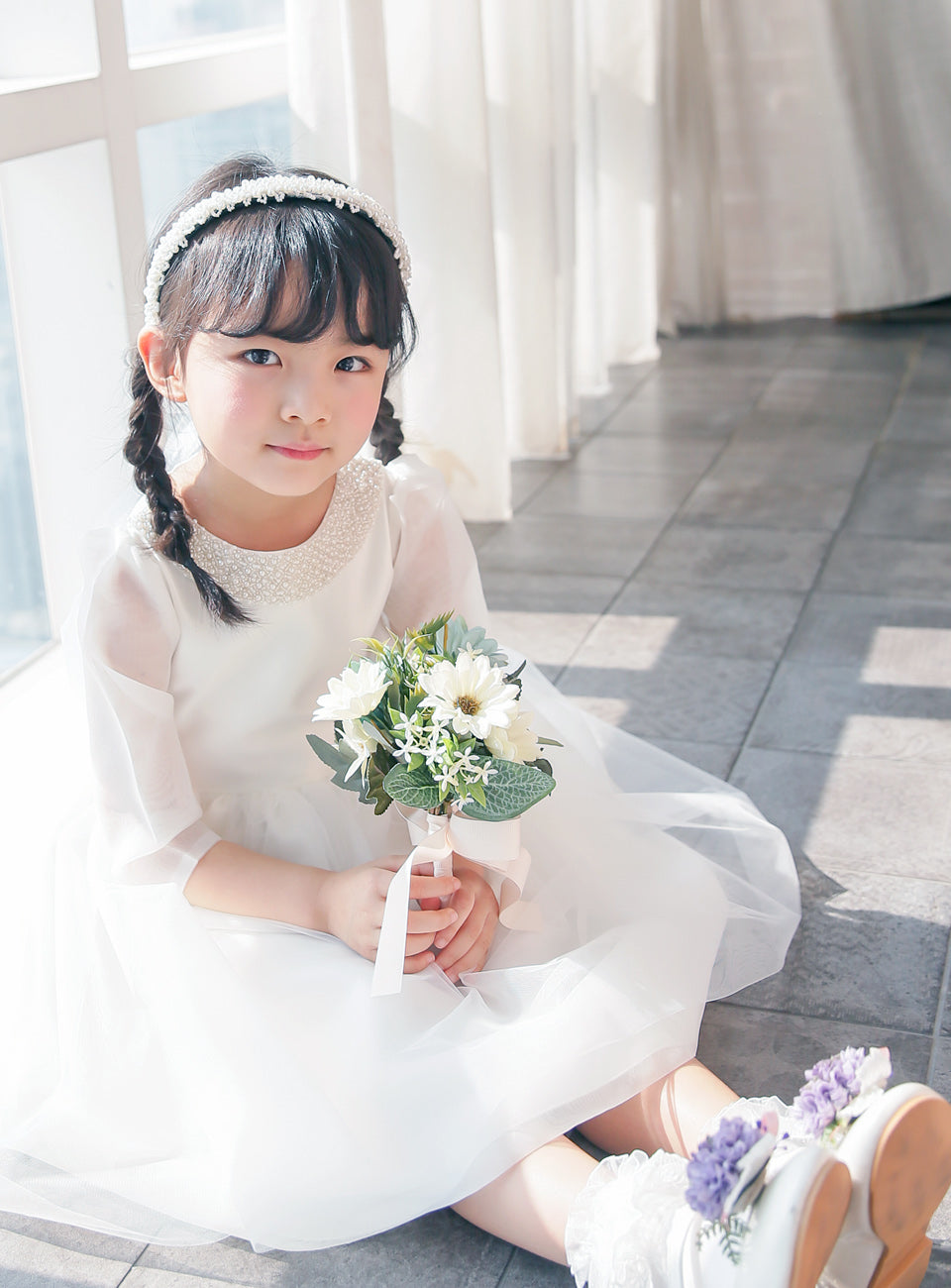 子供ドレス発表会・結婚式・おしゃれなDRESCCOのミネルバふんわり七分袖ドレスの画像8