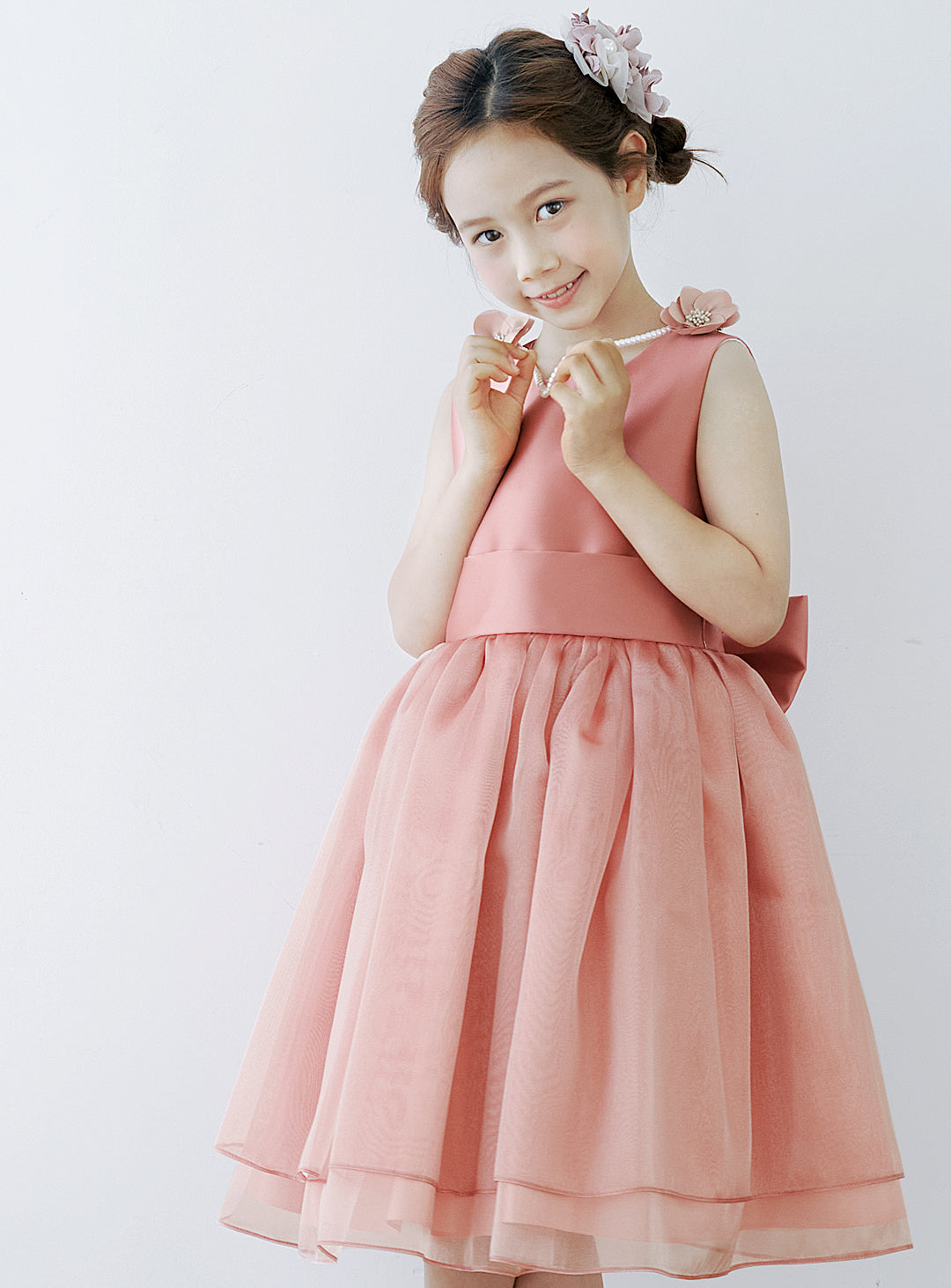 子供ドレス発表会・結婚式・おしゃれなDRESCCOのD-SU-154-オールドローズオーガンジードレスの画像8