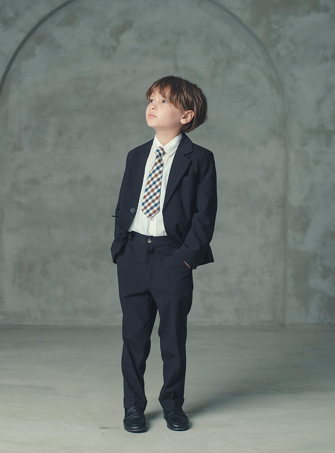 ルカブラックウール混スーツセット(ジャケット、長ズボン)