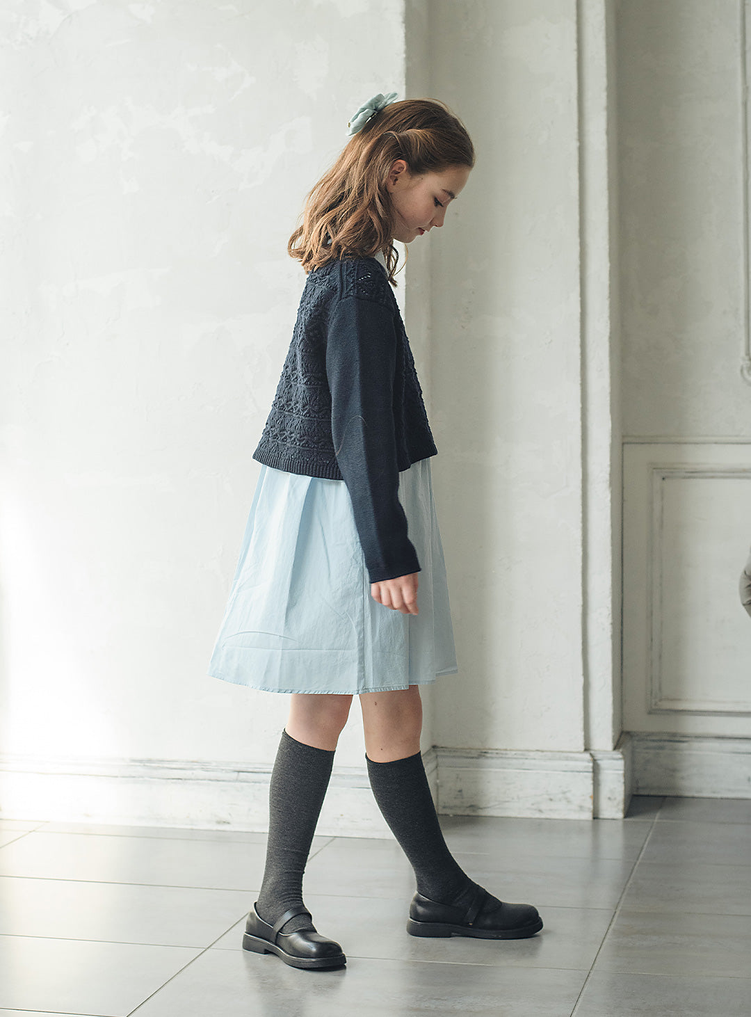 ニット×コットンワンピースセットアップ