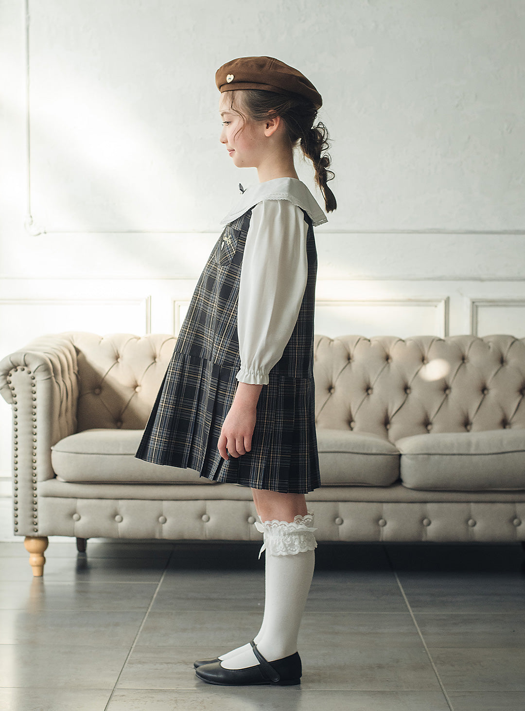 リディアネイビーチェックジャンパースカート