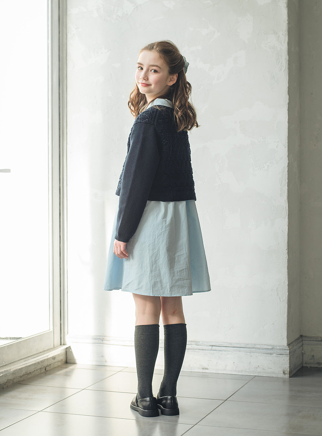 ニット×コットンワンピースセットアップ