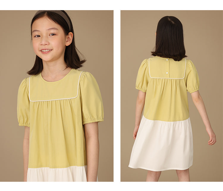 K5039 - Yellow and white cotton dress