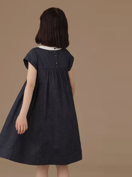 K240531003 - チェック柄ラウンドカラーワンピース