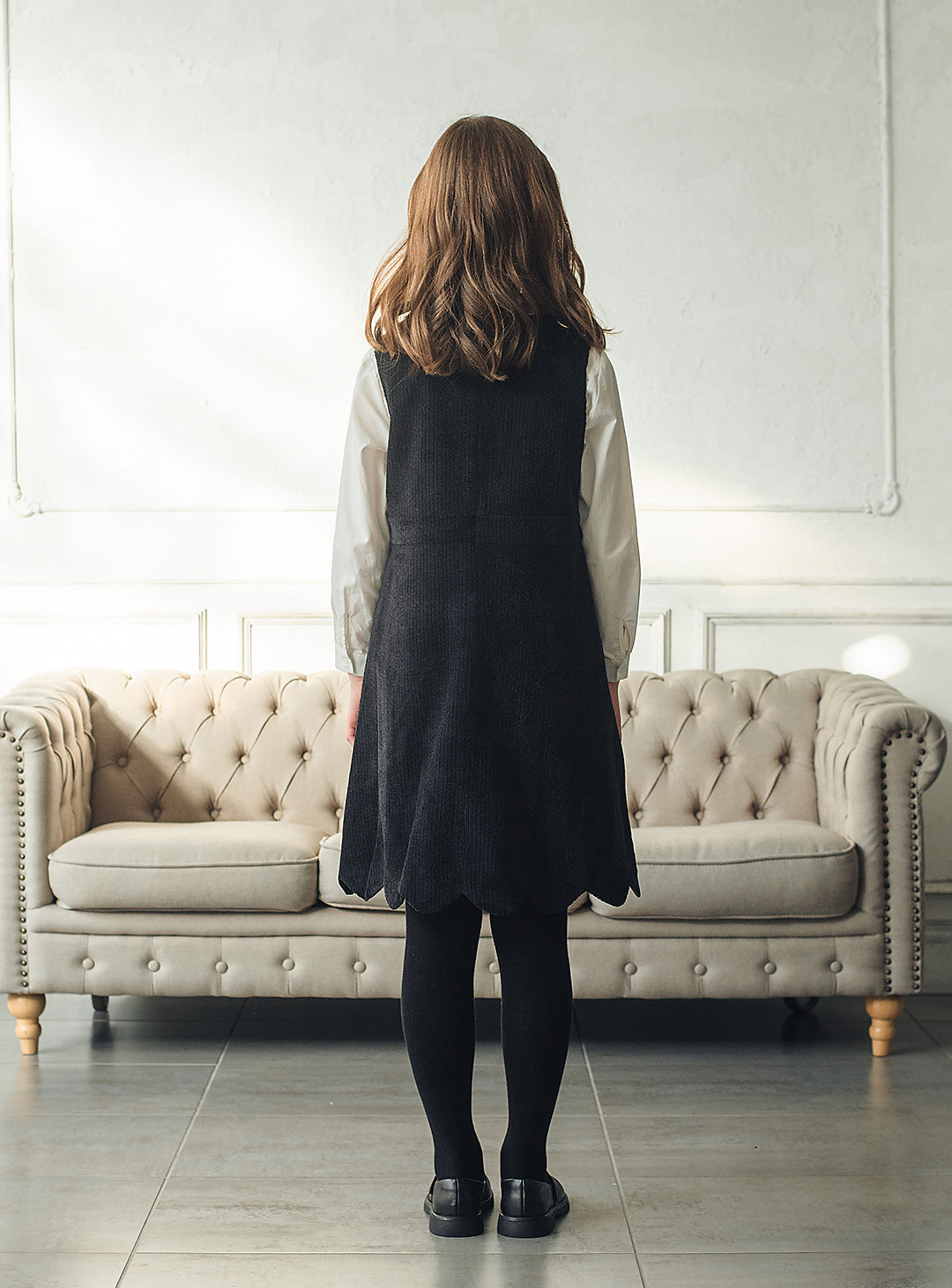 コーデュロイブラックワンピース