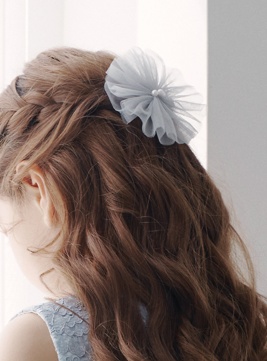 ブルー×グレーチュールヘアピン
