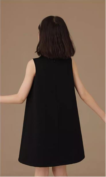 K240531002 - リボン付ブラックAラインワンピース
