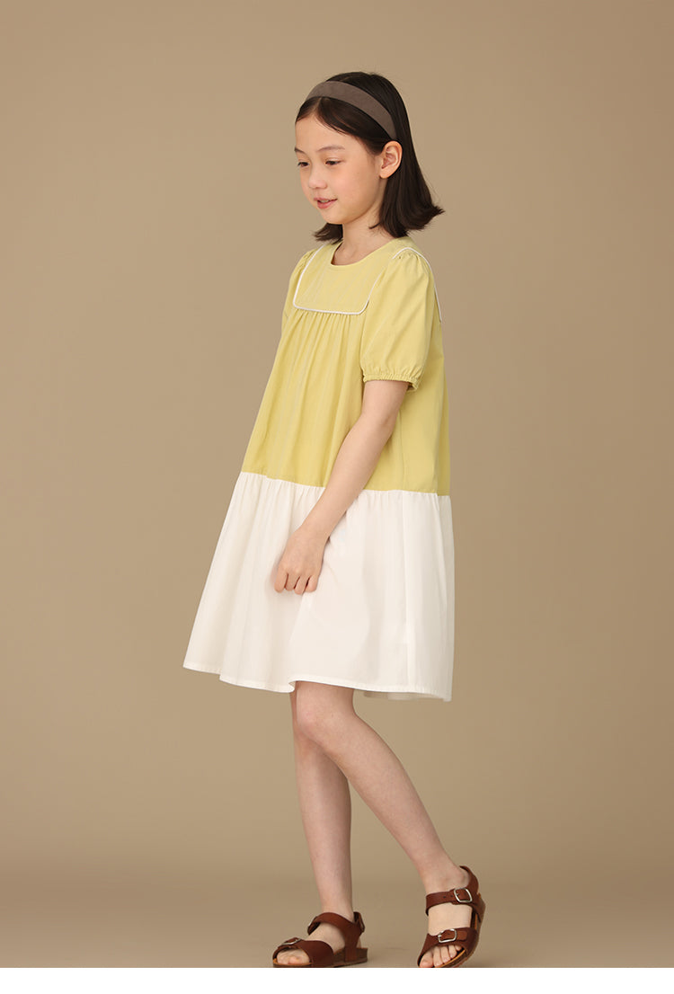 K5039 - Yellow and white cotton dress