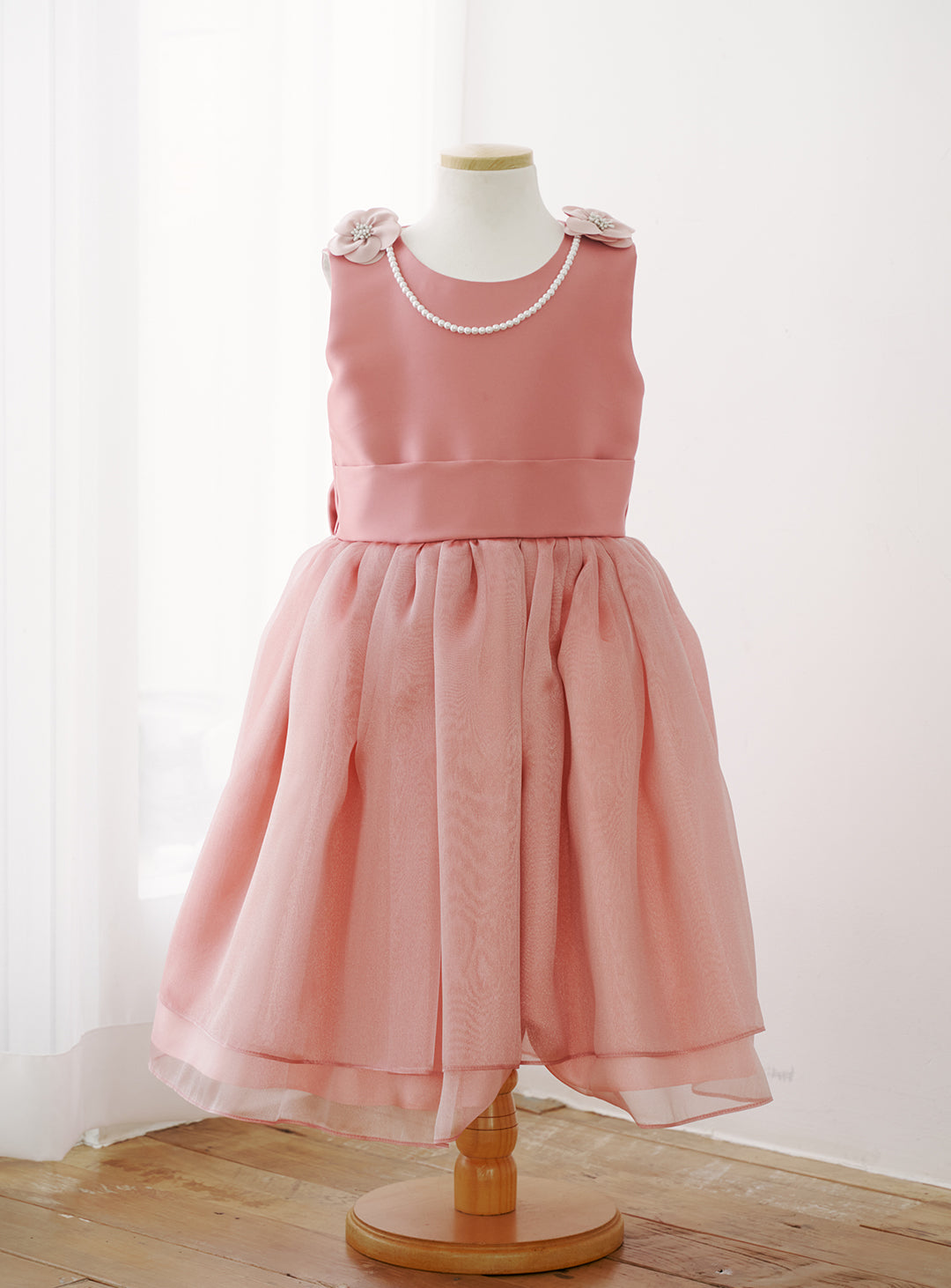 子供ドレス発表会・結婚式・おしゃれなDRESCCOのD-SU-154-オールドローズオーガンジードレスの画像12