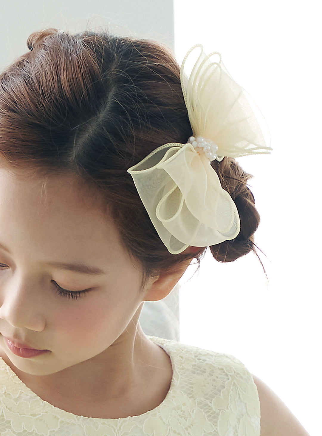 イエローリボンパールビジューヘアピン